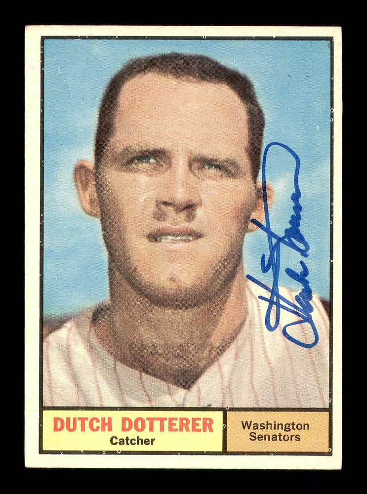Dutch Dotterer Autographed 1961 Topps Card #332 Washington Senators SKU #169816 - RSA