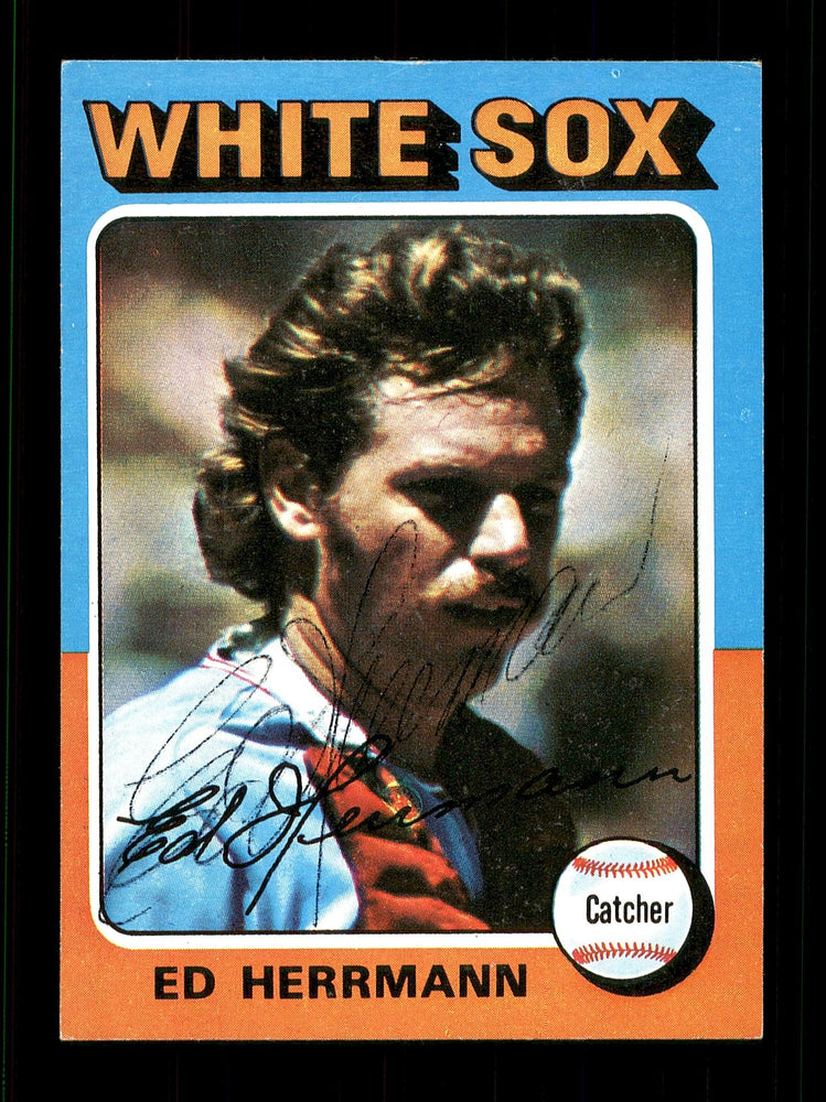 Ed Herrmann Autographed 1975 Topps Mini Card #219 Chicago White Sox SKU #168612 - RSA