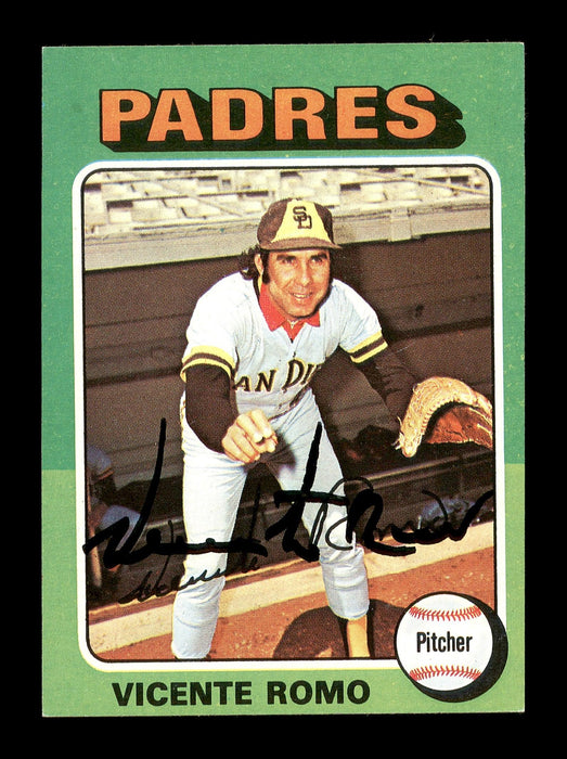 Vicente Romo Autographed 1975 Topps Mini Card #274 San Diego Padres SKU #168626 - RSA