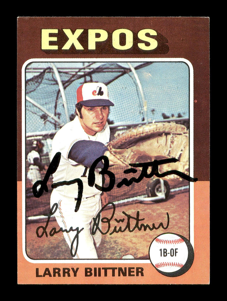 Larry Biittner Autographed 1975 Topps Mini Card #543 Montreal Expos SKU #168664 - RSA