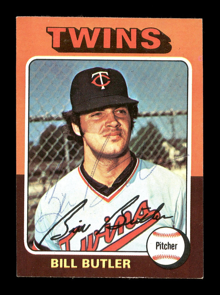 Bill Butler Autographed 1975 Topps Mini Card #549 Minnesota Twins SKU #168667 - RSA
