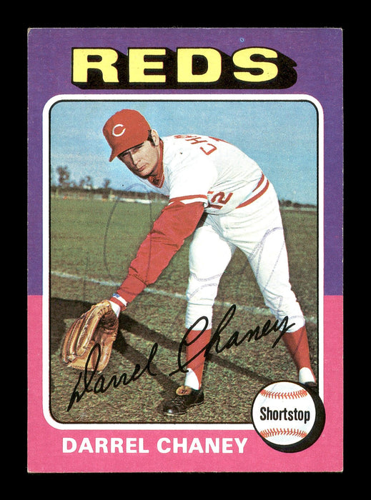 Darrel Chaney Autographed 1975 Topps Mini Card #581 Cincinnati Reds SKU #168673 - RSA