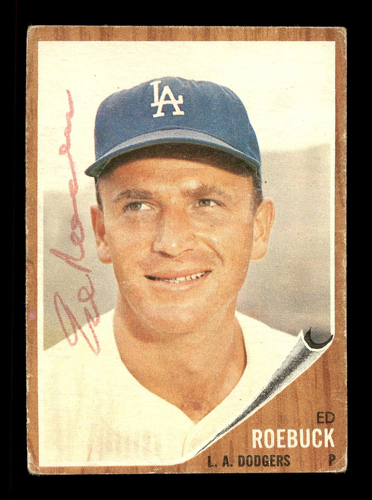 Ed Roebuck Autographed 1962 Topps Card #535 Los Angeles Dodgers High Number SKU #170027 - RSA