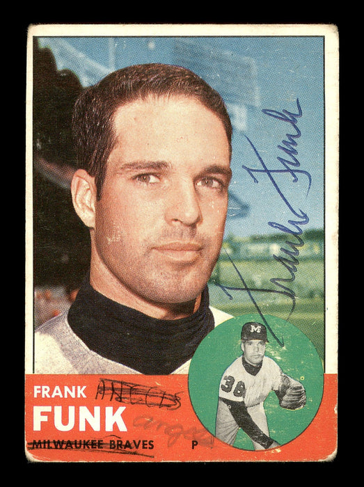 Frank Funk Autographed 1963 Topps Card #476 Milwaukee Braves SKU #170187 - RSA
