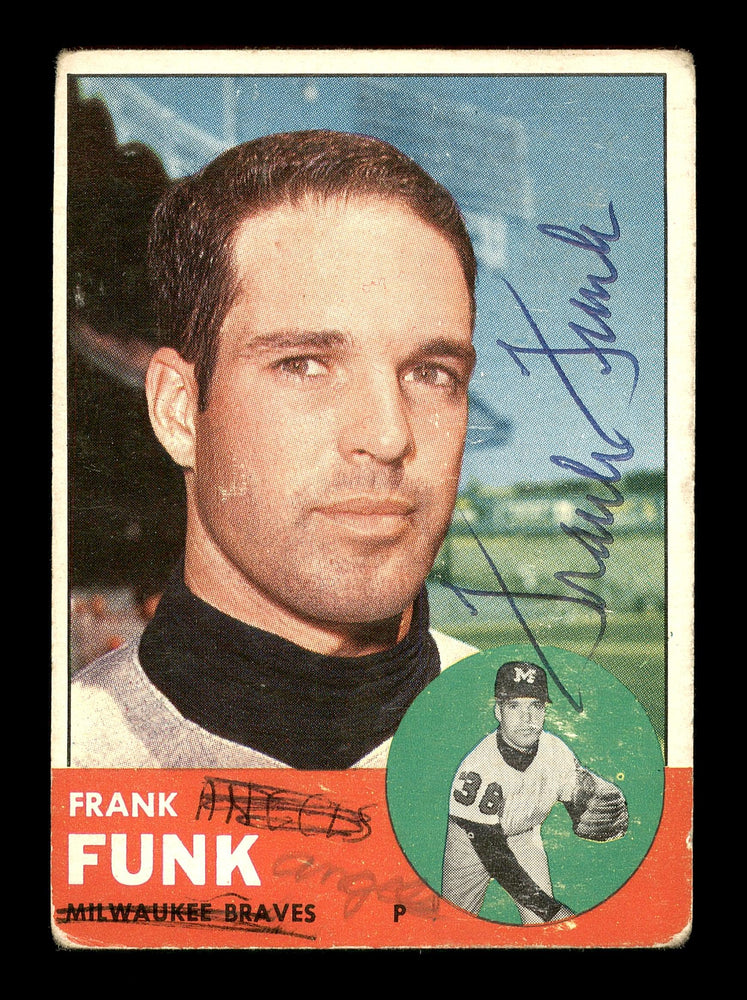 Frank Funk Autographed 1963 Topps Card #476 Milwaukee Braves SKU #170187 - RSA