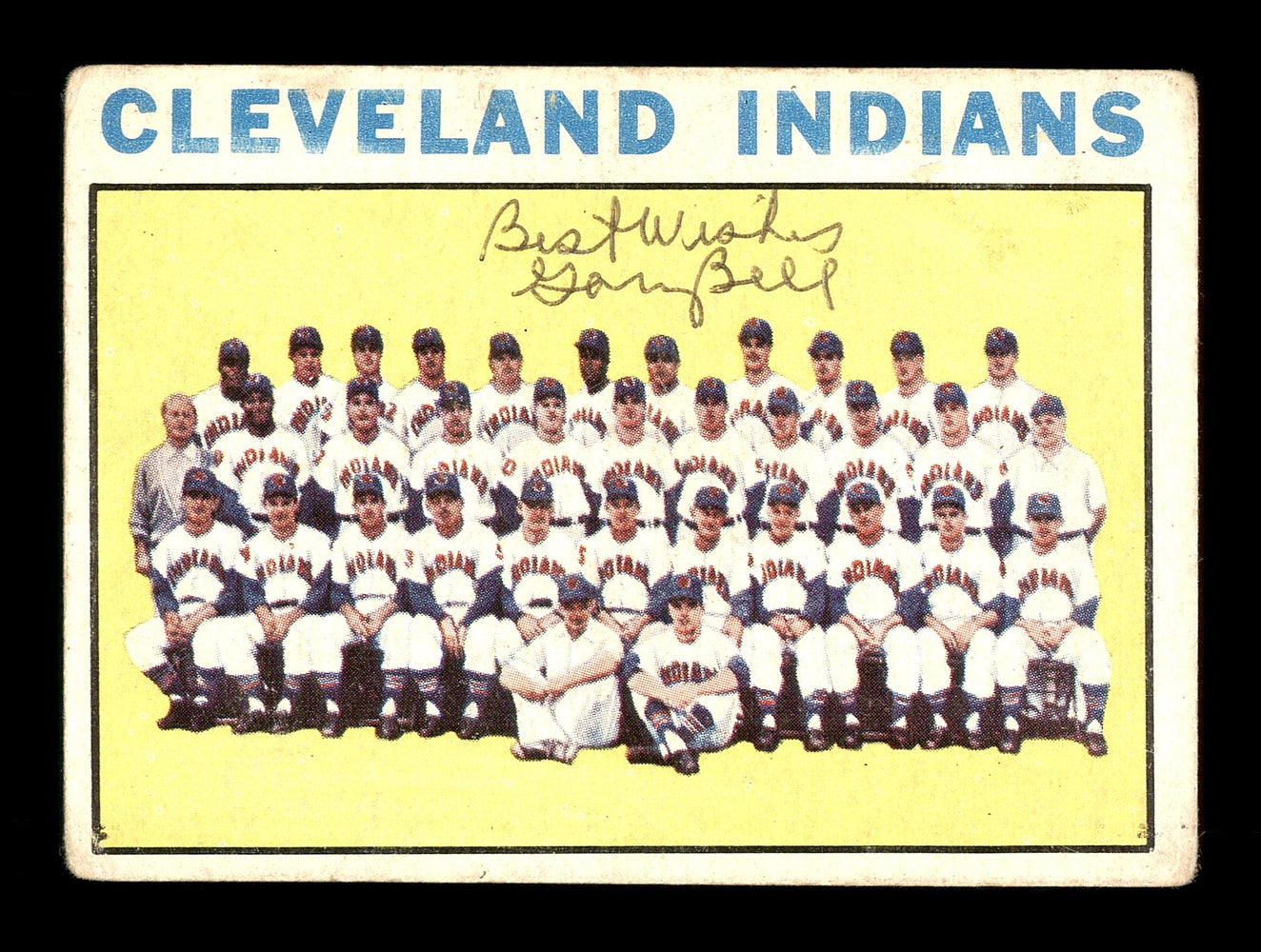 Gary Bell Autographed 1964 Topps Team Card #172 Cleveland Indians SKU #170259 - RSA