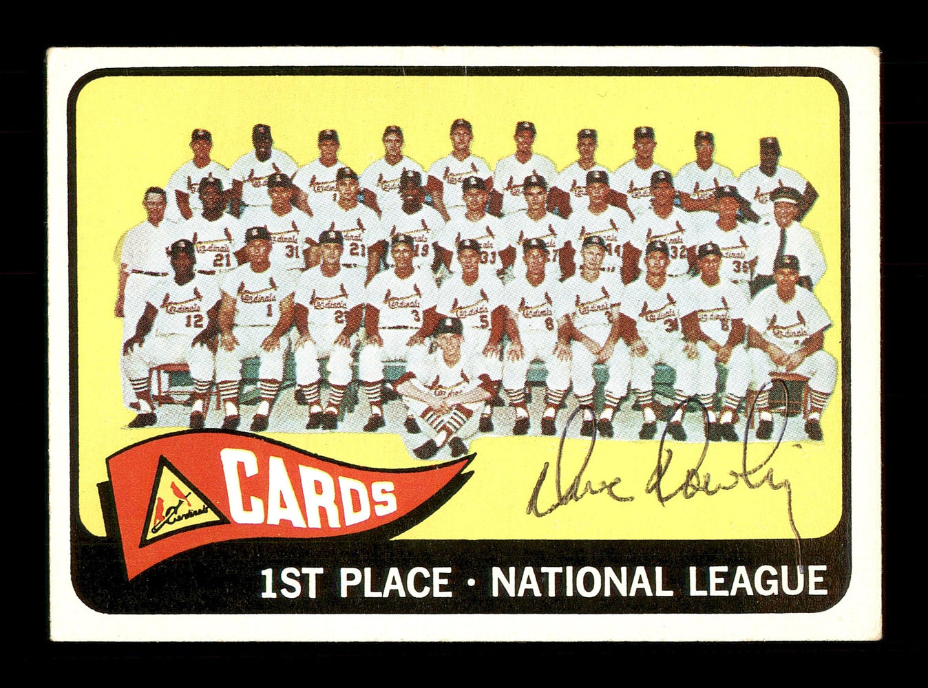Dave Dowling Autographed 1965 Topps Team Card #57 St. Louis Cardinals SKU #170395 - RSA