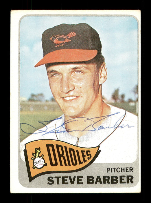 Steve Barber Autographed 1965 Topps Card #113 Baltimore Orioles SKU #170416 - RSA