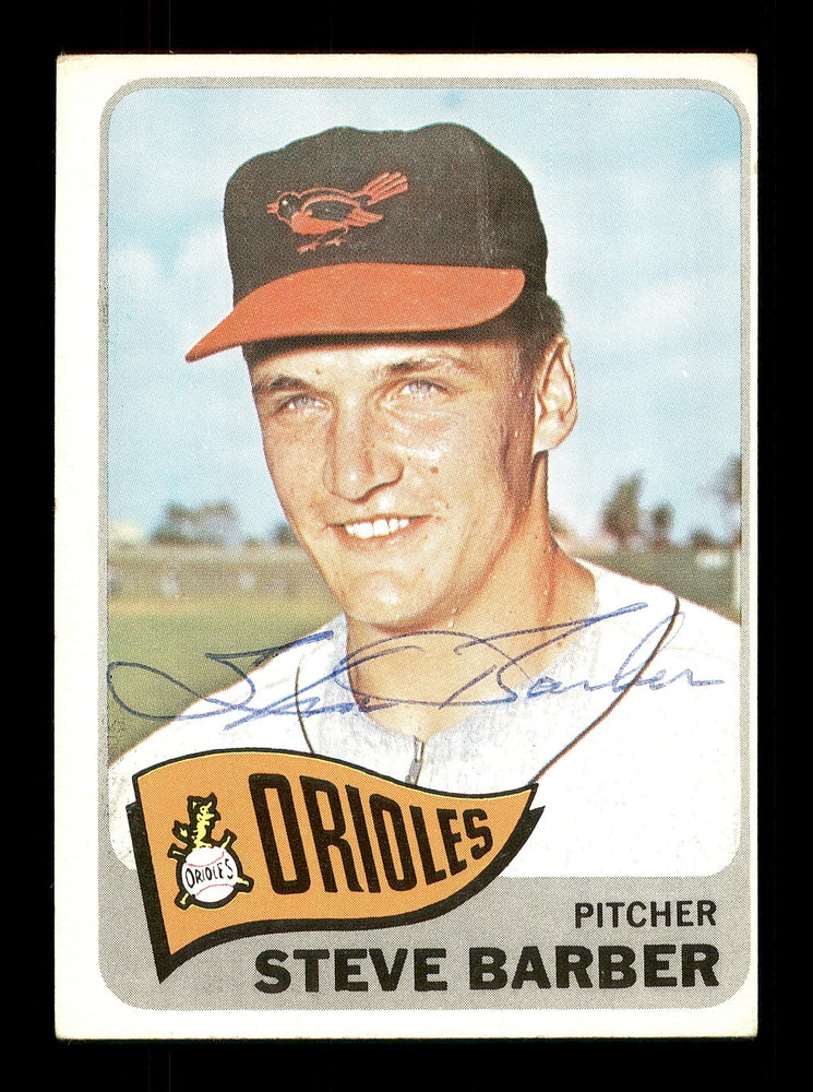 Steve Barber Autographed 1965 Topps Card #113 Baltimore Orioles SKU #170416 - RSA