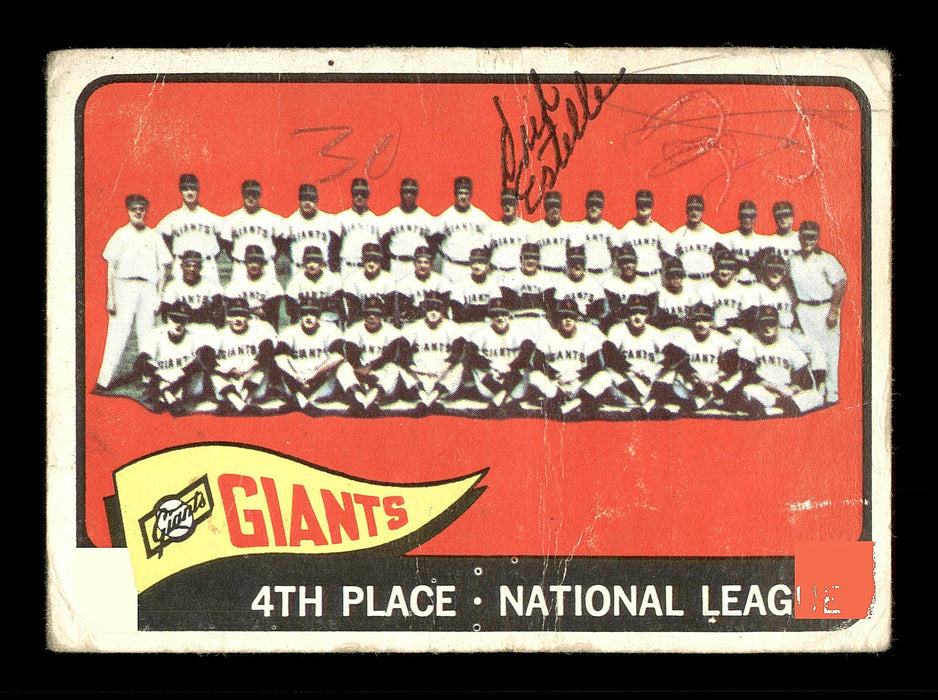 Dick Estelle Autographed 1965 Topps Team Card #379 San Francisco Giants SKU #170501 - RSA