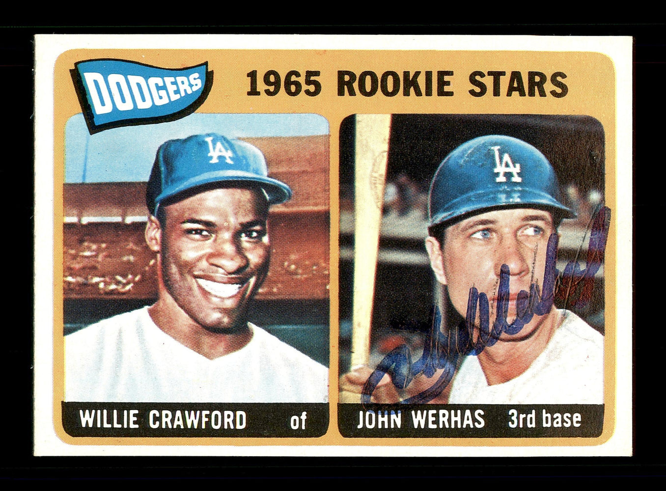 John Werhas Autographed 1965 Topps Rookie Card #453 Los Angeles Dodgers SKU #170531 - RSA