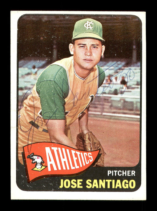 Jose Santiago Autographed 1965 Topps Rookie Card #557 Kansas City A's SKU #170567 - RSA