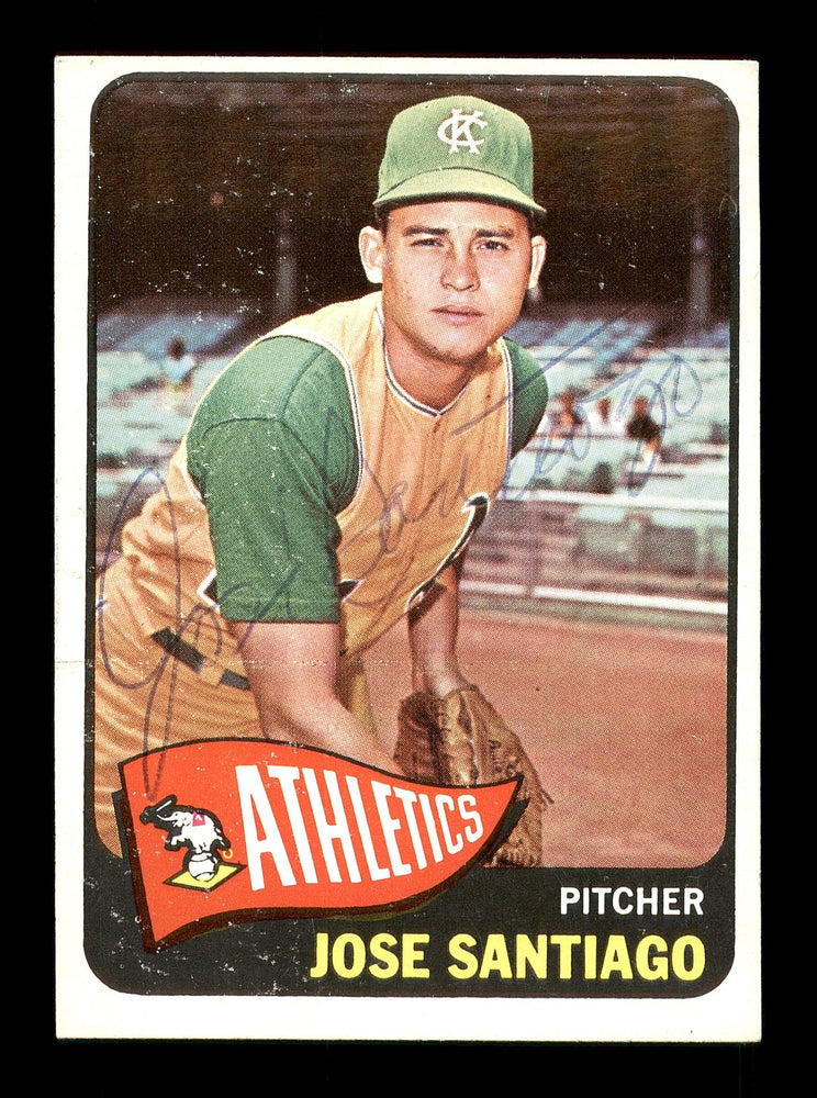 Jose Santiago Autographed 1965 Topps Rookie Card #557 Kansas City A's SKU #170567 - RSA