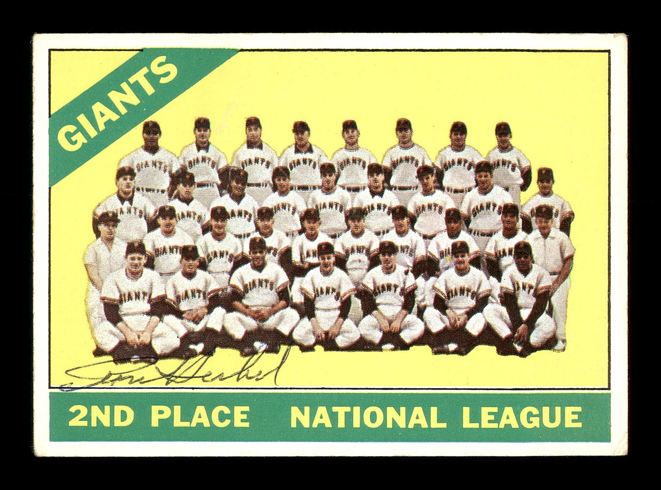 Ron Herbel Autographed 1966 Topps Team Card #19 San Francisco Giants SKU #170581 - RSA