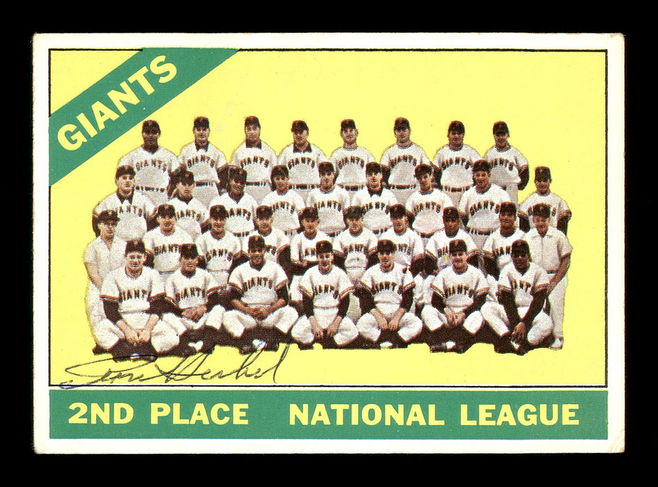 Ron Herbel Autographed 1966 Topps Team Card #19 San Francisco Giants SKU #170581 - RSA
