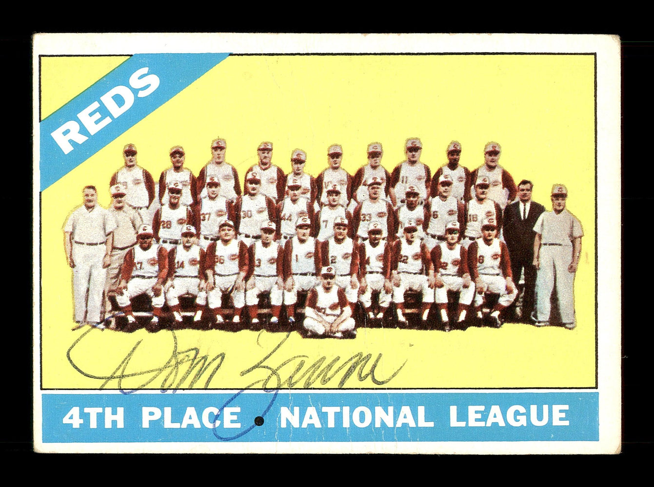 Dom Zanni Autographed 1966 Topps Team Card #59 Cincinnati Reds SKU #170598 - RSA