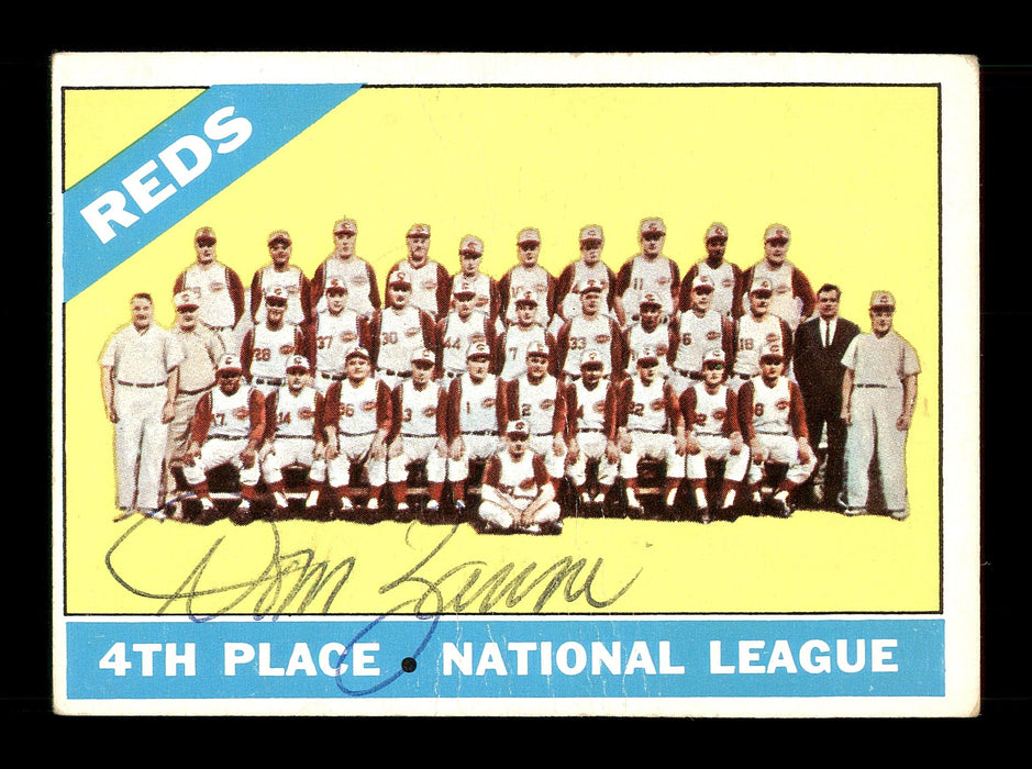 Dom Zanni Autographed 1966 Topps Team Card #59 Cincinnati Reds SKU #170598 - RSA
