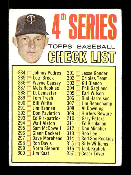 Mike Hershberger Autographed 1967 Topps Checklist Card #278 Kansas City A's SKU #170826 - RSA