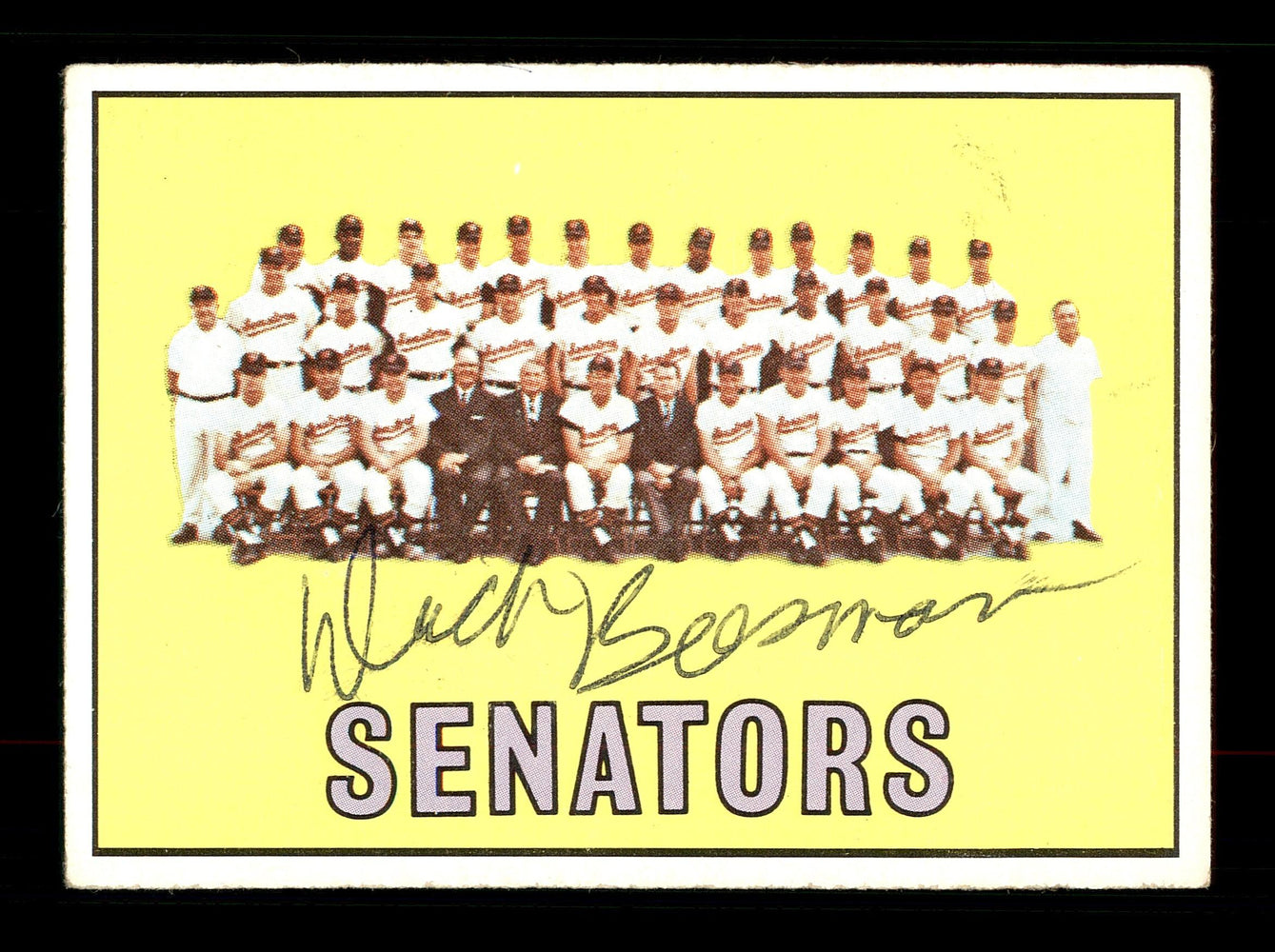Dick Bosman Autographed 1967 Topps Team Card #437 Washington Senators SKU #170899 - RSA