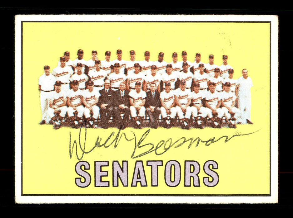 Dick Bosman Autographed 1967 Topps Team Card #437 Washington Senators SKU #170899 - RSA