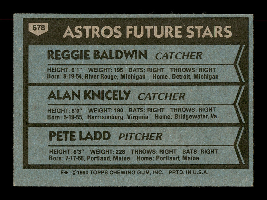 Alan Knicely & Pede Ladd Autographed 1980 Topps Rookie Card #678 Houston Astros SKU #166390 - RSA