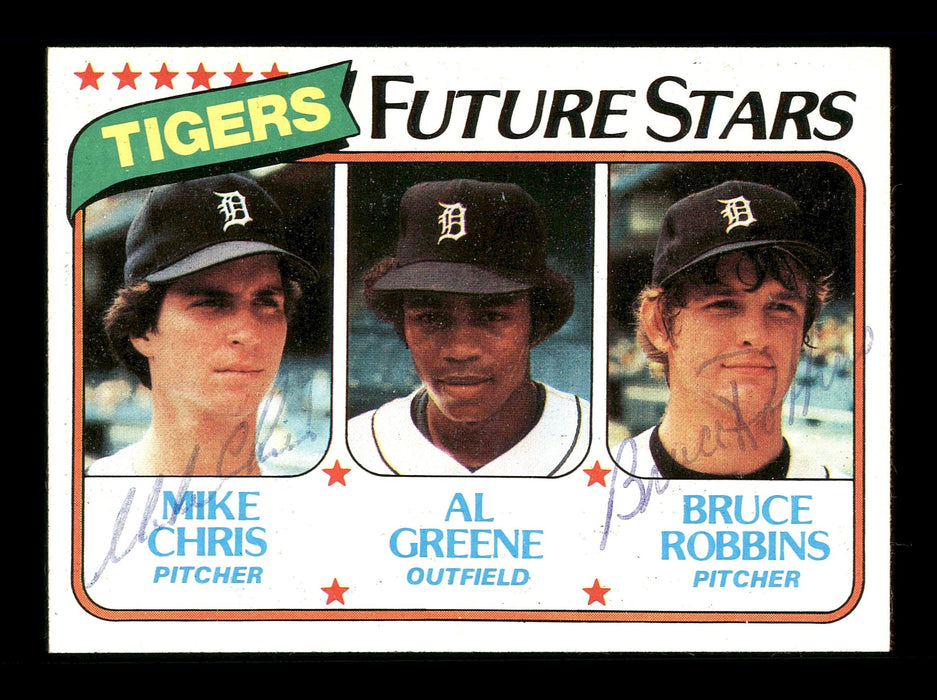 Mike Chris & Bruce Robbins Autographed 1980 Topps Rookie Card #666 Detroit Tigers SKU #166414 - RSA