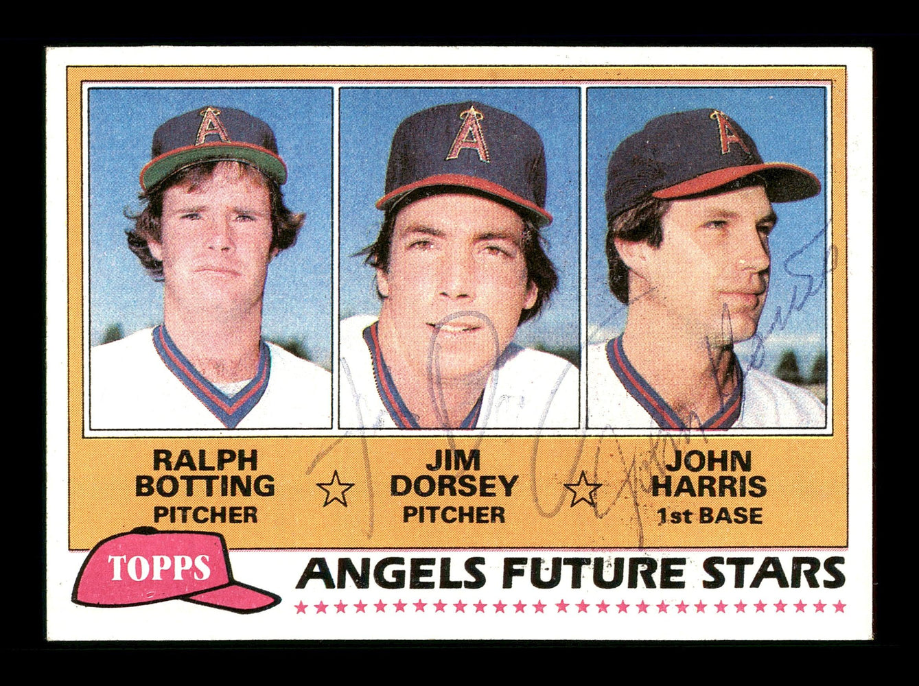 Jim Dorsey & John Harris Autographed 1981 Topps Rookie Card #214 California Angels SKU #166423 - RSA