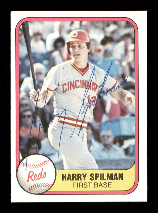 Harry Spilman Autographed 1981 Fleer Card #209 Cincinnati Reds SKU #166526 - RSA