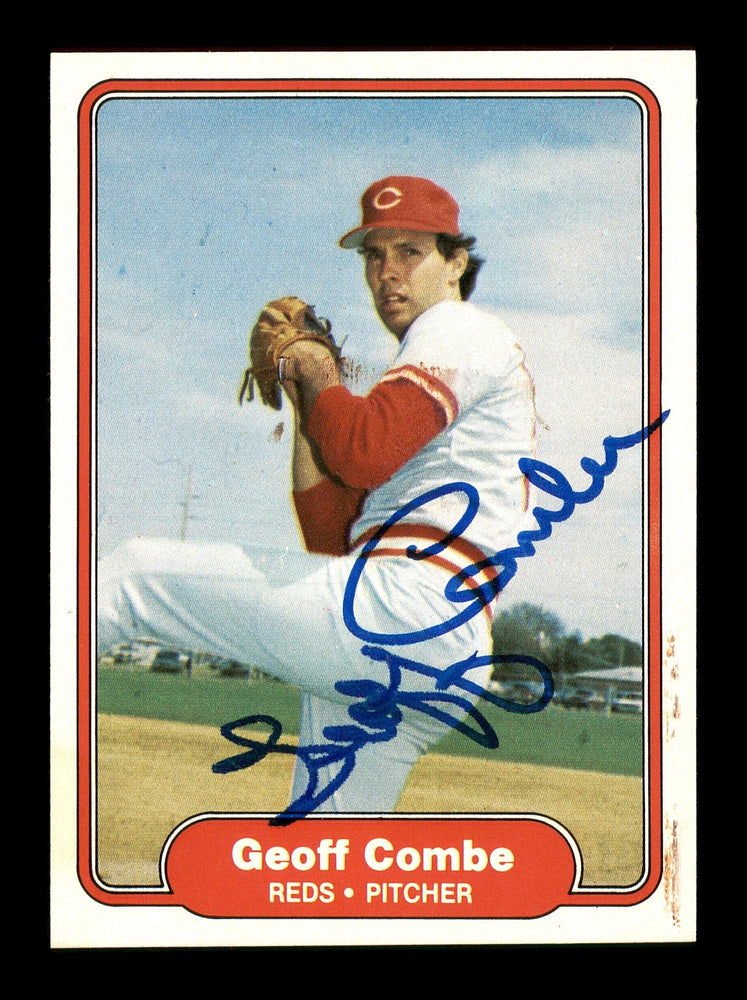 Geoff Combe Autographed 1982 Fleer Rookie Card #62 Cincinnati Reds SKU #166749 - RSA