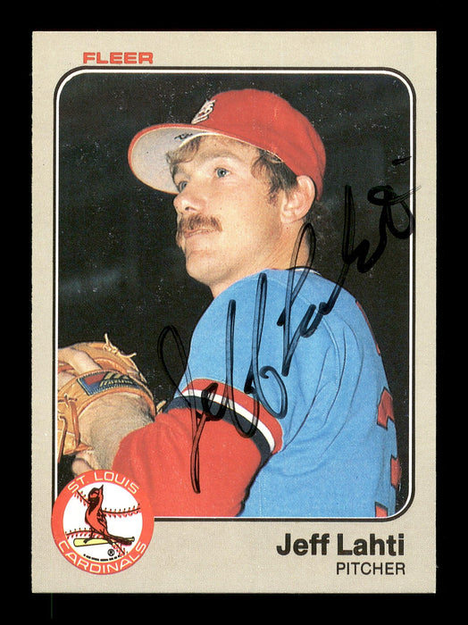 Jeff Lahti Autographed 1983 Fleer Rookie Card #12 St. Louis Cardinals SKU #166821 - RSA