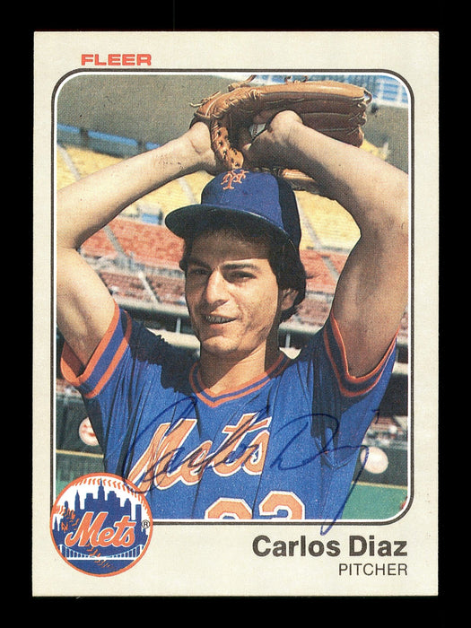 Carlos Diaz Autographed 1983 Fleer Card #540 New York Mets SKU #166837 - RSA