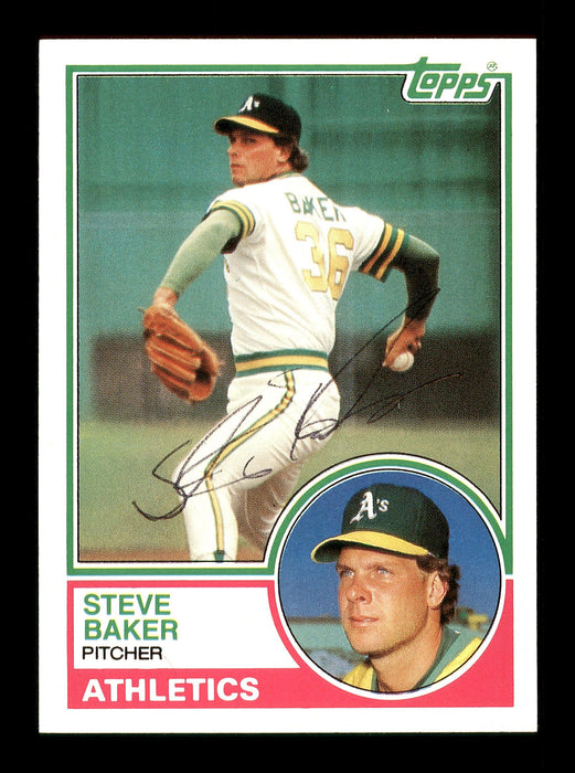 Steve Baker Autographed 1983 Topps Card #6T Oakland A's SKU #166844 - RSA
