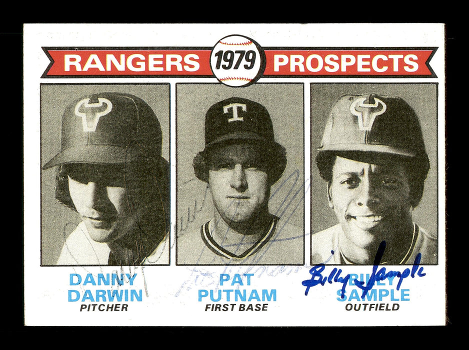 Danny Darwin, Pat Putnam & Billy Sample Autographed 1979 Topps Rookie Card #713 Texas Rangers SKU #166892 - RSA