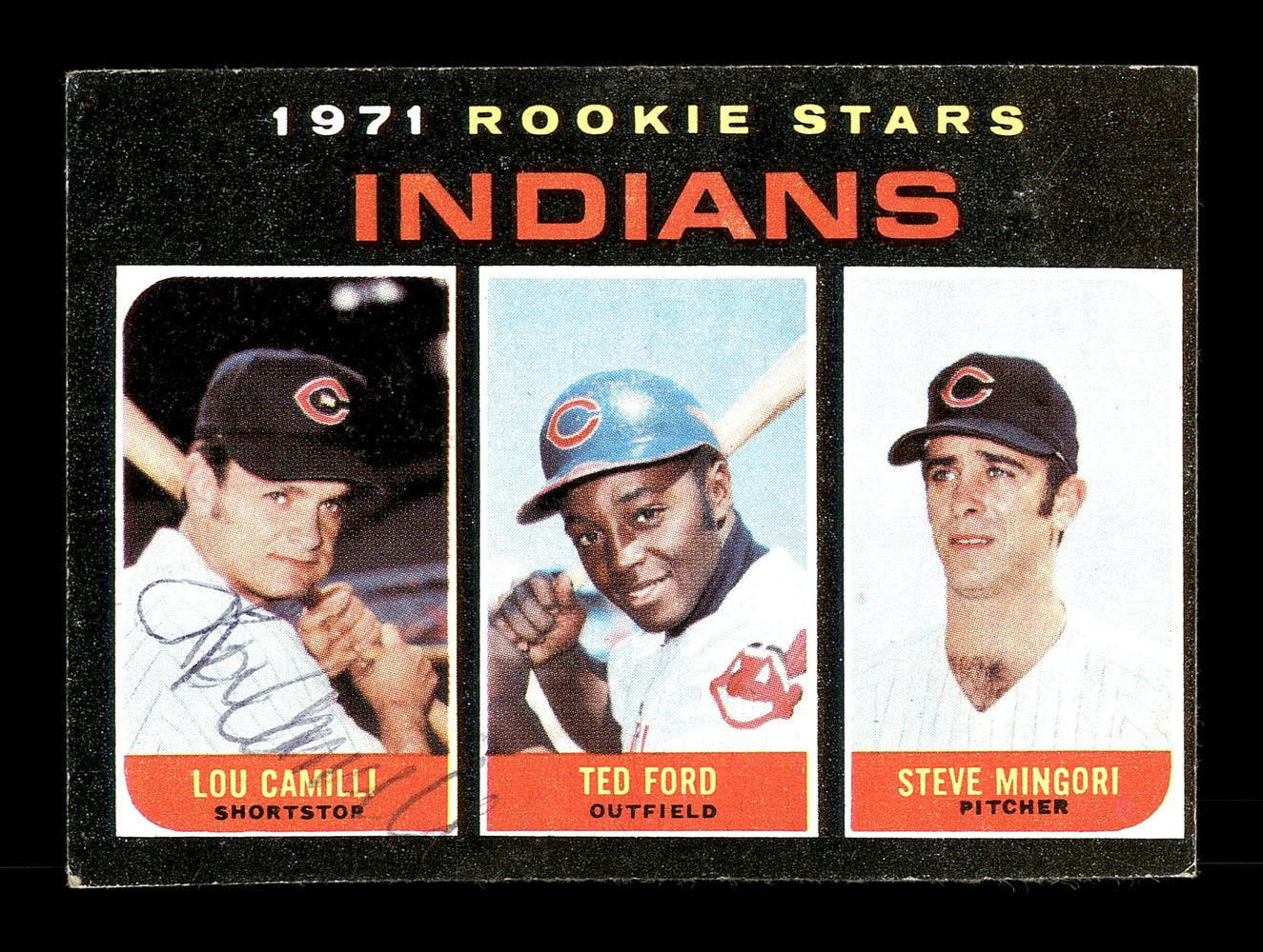 Lou Camilli Autographed 1971 Topps Rookie Card #612 Cleveland Indians SKU #166998 - RSA