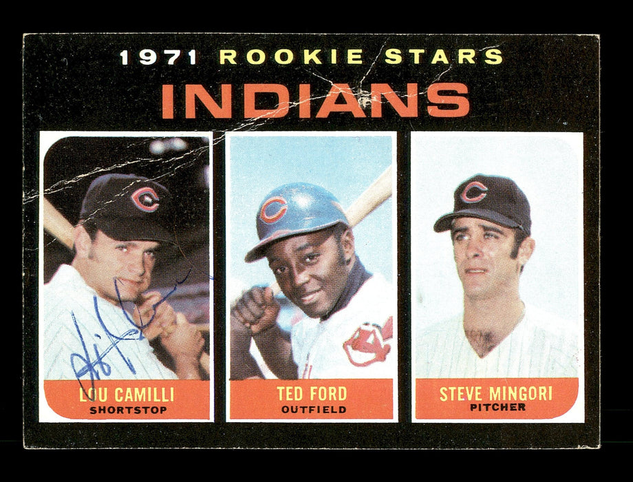 Lou Camilli Autographed 1971 Topps Rookie Card #612 Cleveland Indians (Crease) SKU #166999 - RSA