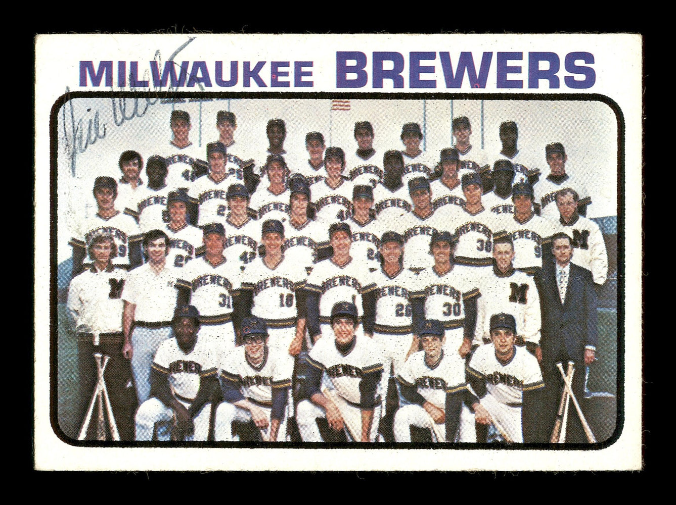 Jim Walton Autographed 1973 Topps Card #127 Milwaukee Brewers Coach SKU #167098 - RSA