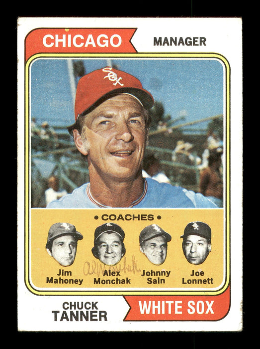 Alex "Al" Monchak Autographed 1974 Topps Card #221 Chicago White Sox Coach SKU #167114 - RSA
