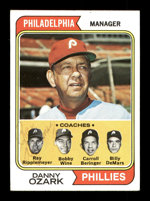 Ray Ripplemeyer Autographed 1974 Topps Card #119 Philadelphia Phillies Coach SKU #167174 - RSA