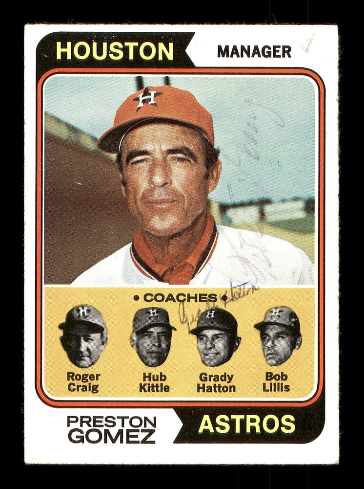 Preston Gomez & Grady Hatton Autographed 1974 Topps Card #31 Houston Astros SKU #167175 - RSA
