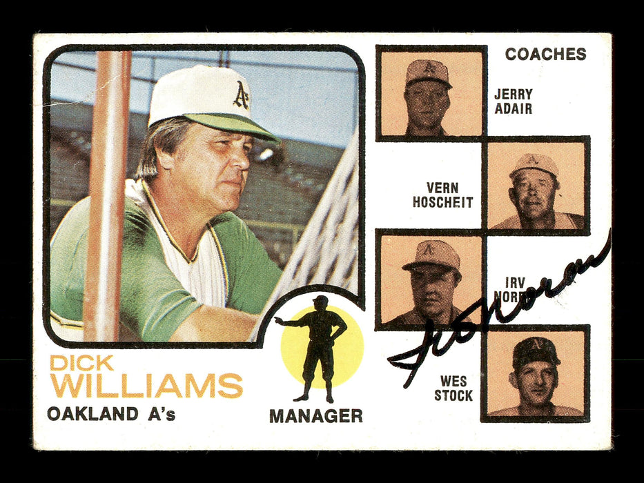 Irv Noren Autographed 1973 Topps Card #179 Oakland A's Coach SKU #167188 - RSA