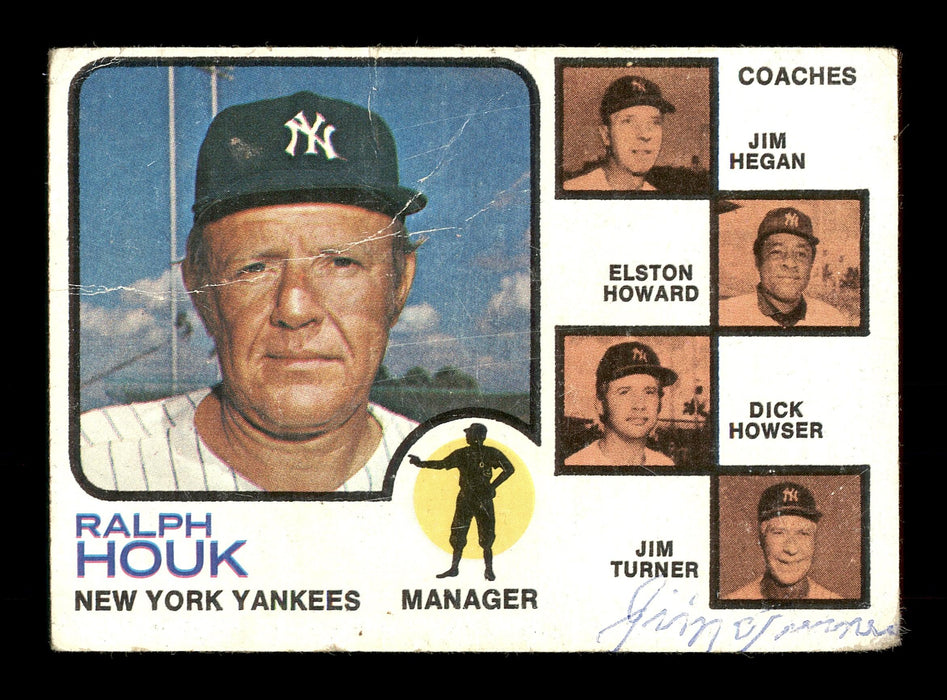 Jim Turner Autographed 1973 Topps Card #116 New York Yankees Coach SKU #167190 - RSA