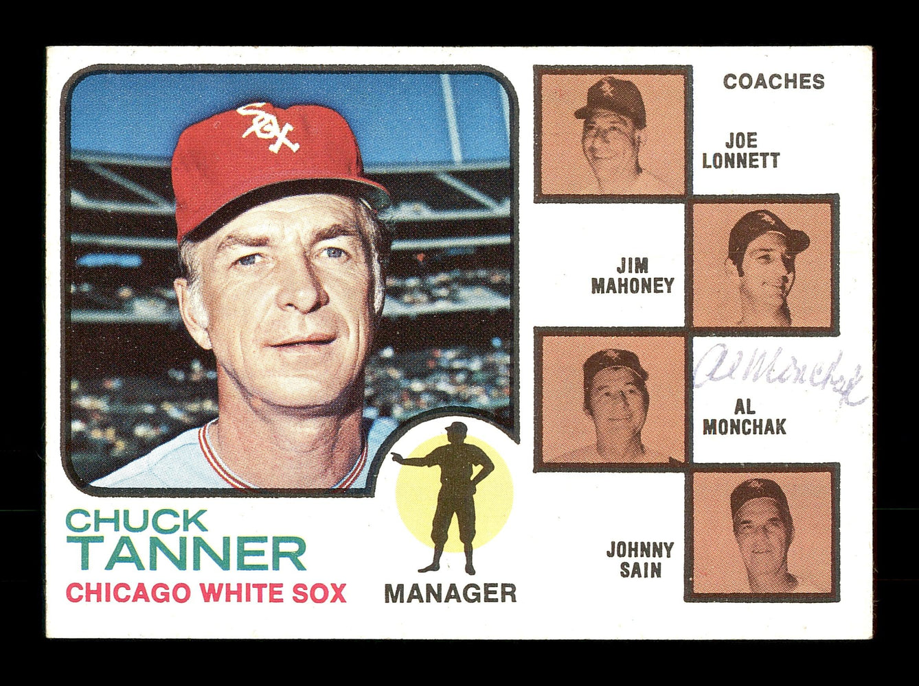 Alex "Al" Monchak Autographed 1973 Topps Card #356 Chicago White Sox Coach SKU #167195 - RSA