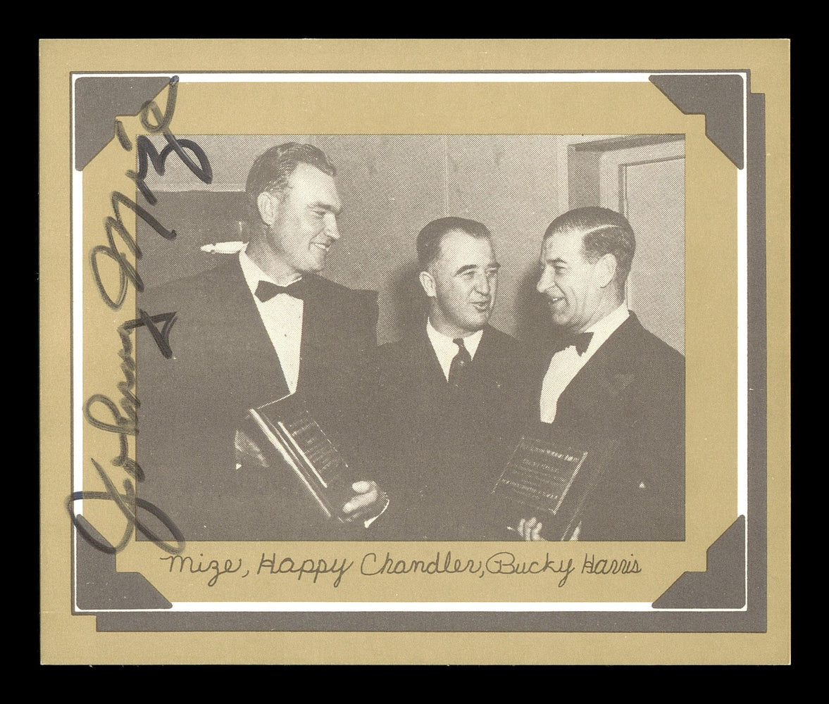 Johnny Mize Autographed 1977 Douglas Card Happy Chandler, Bucky Harris SKU #171190 - RSA
