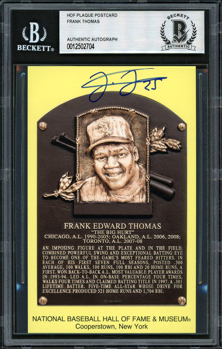 Frank Thomas Autographed HOF Plaque Postcard Chicago White Sox Beckett BAS Stock #185248 - RSA