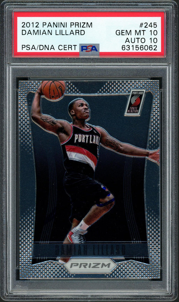 Damian Lillard Autographed 2012 Panini Prizm Rookie Card #245 Portland Trail Blazers PSA 10 Auto Grade Gem Mint 10 On Card PSA/DNA #196953 - RSA