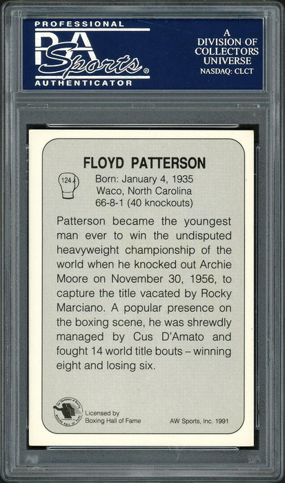 Floyd Patterson Autographed 1991 AW Sports Boxing Card Card #124 PSA/DNA Stock #192601 - RSA