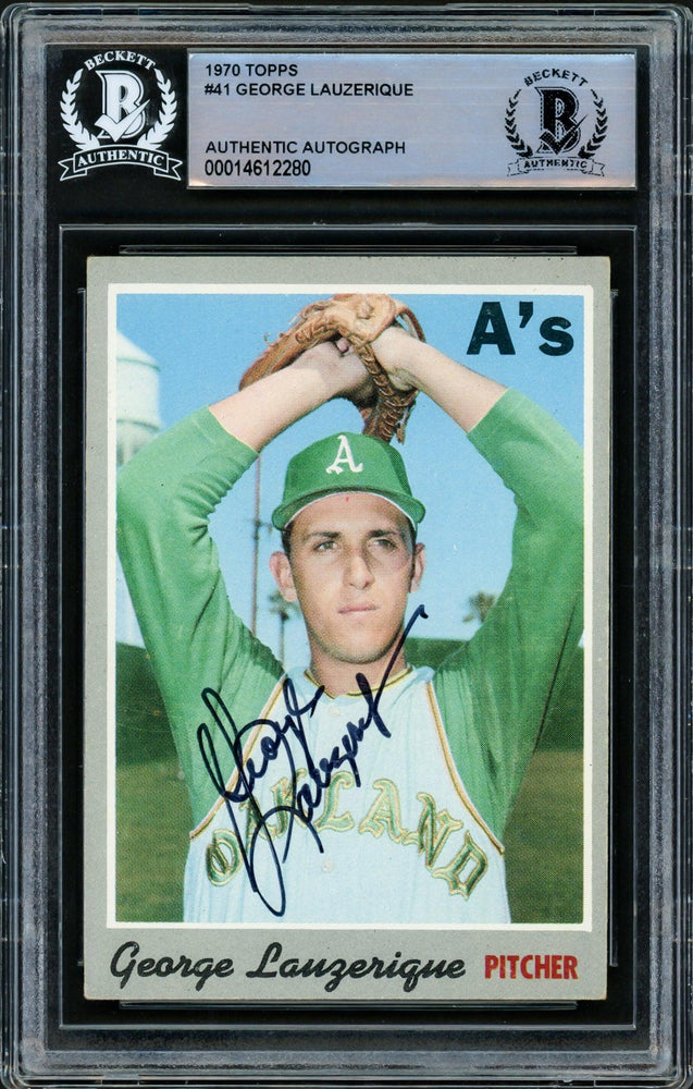 George Lauzerique Autographed 1970 Topps Card #41 Oakland A's Beckett BAS #14612280 - RSA