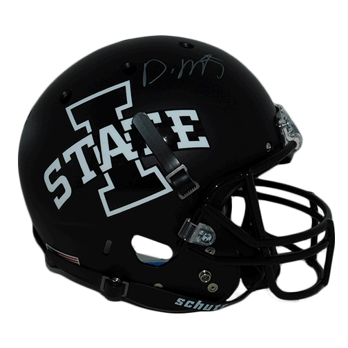 David Montgomery Autographed Iowa State Full Size Schutt Black Football Helmet (JSA! - RSA