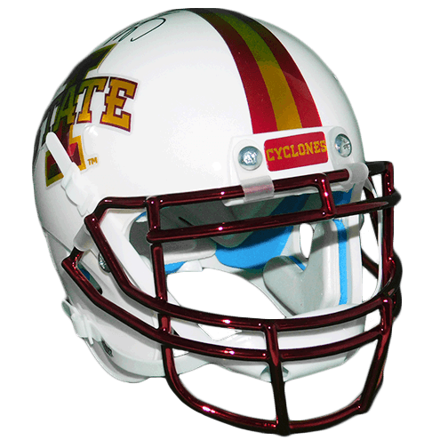 David Montgomery Autographed Iowa State Cyclones White Chrome Football Mini Helmet (JSA) - RSA