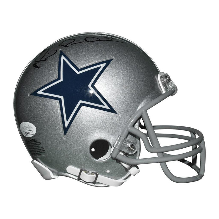 Michael Irvin Signed Dallas Cowboys Mini Replica Silver Football Helmet (JSA) - RSA